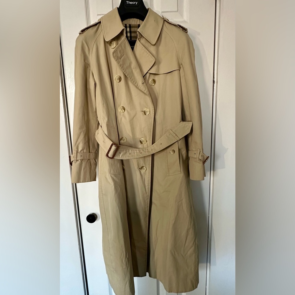 Burberry Beige Trench Coat Sz 8 Petite Made in England